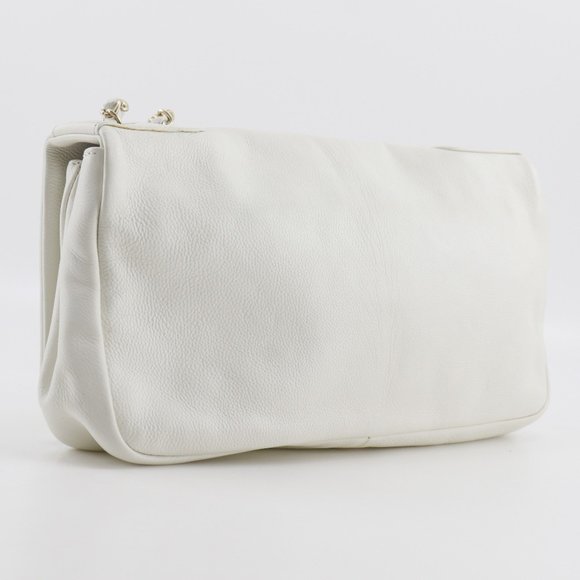 CHANEL Chain Shoulder Bag Coco Mark Double 6041 Lambskin White ChainShoulder - Picture 3 of 10